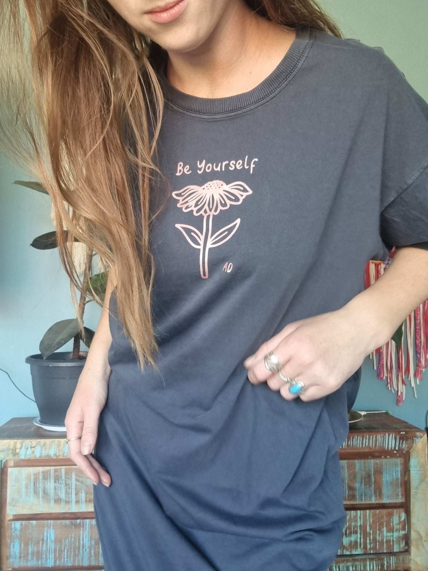 Washed Navy Be Yourself T-Shirt Dress image 8