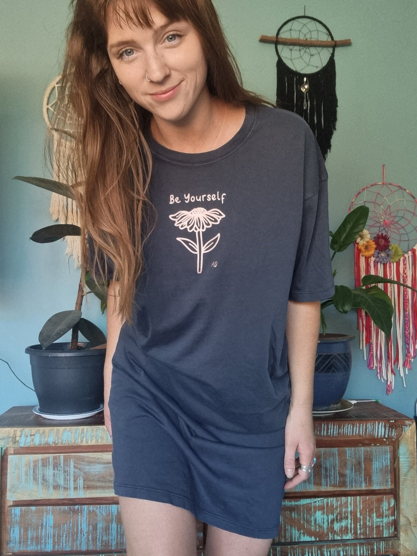 Washed Navy Be Yourself T-Shirt Dress image 4