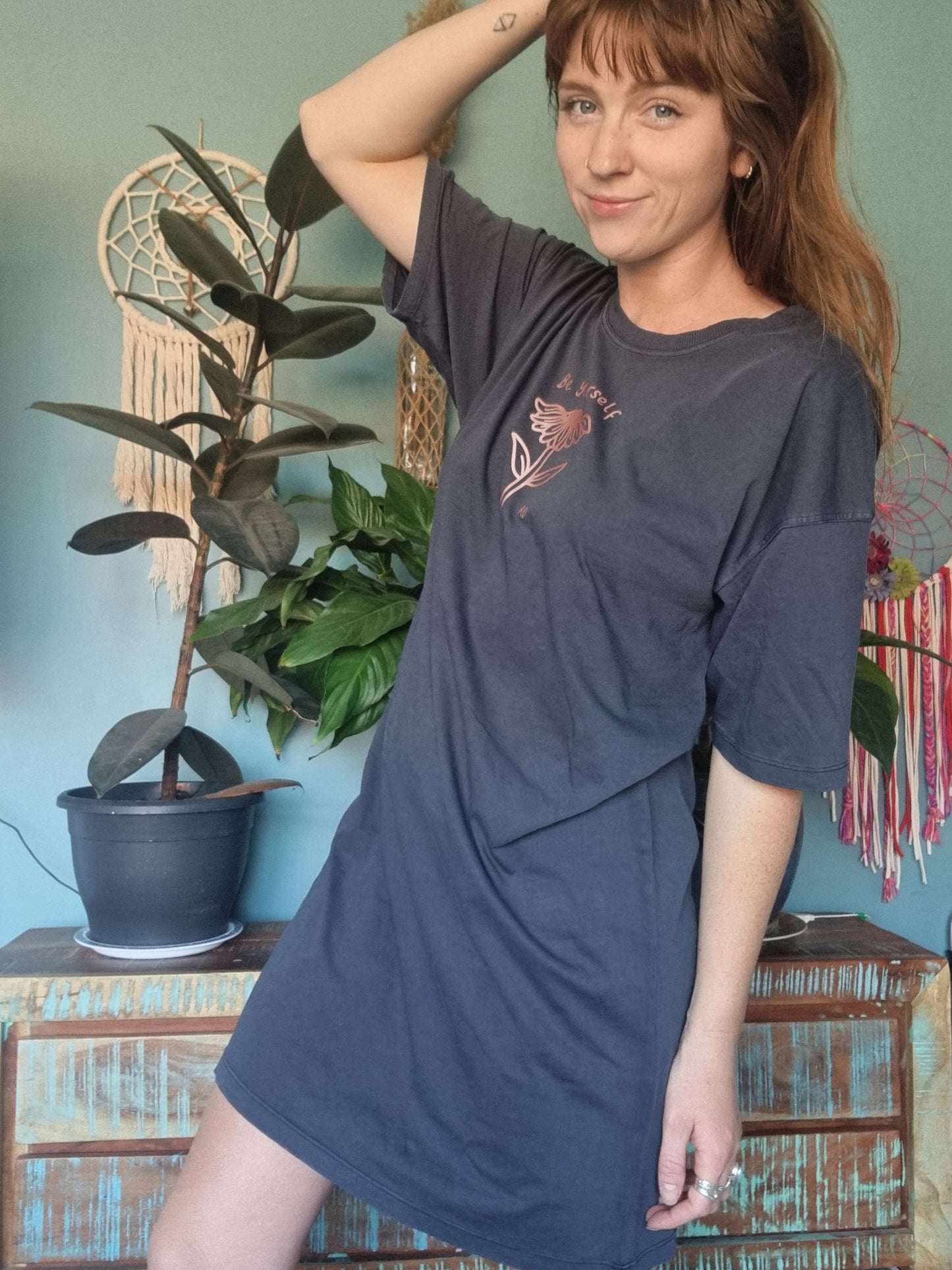 Washed Navy Be Yourself T-Shirt Dress image 7
