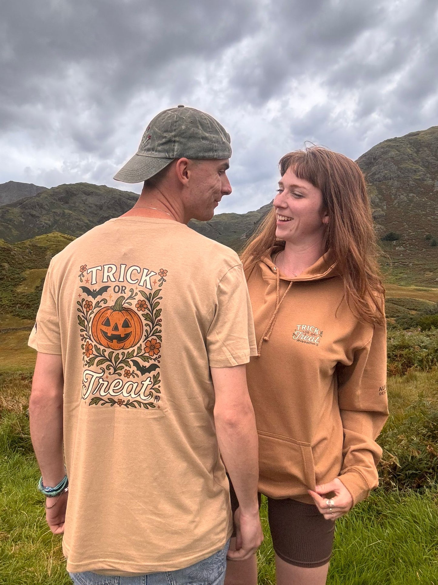 Pumpkins, Bats and Autumn Florals. Trick or Treat Hoodie
