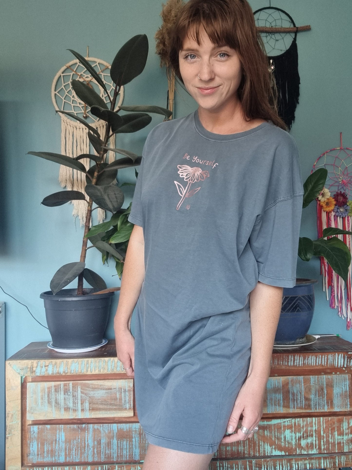 Light Blue Be Yourself T-Shirt Dress image 3