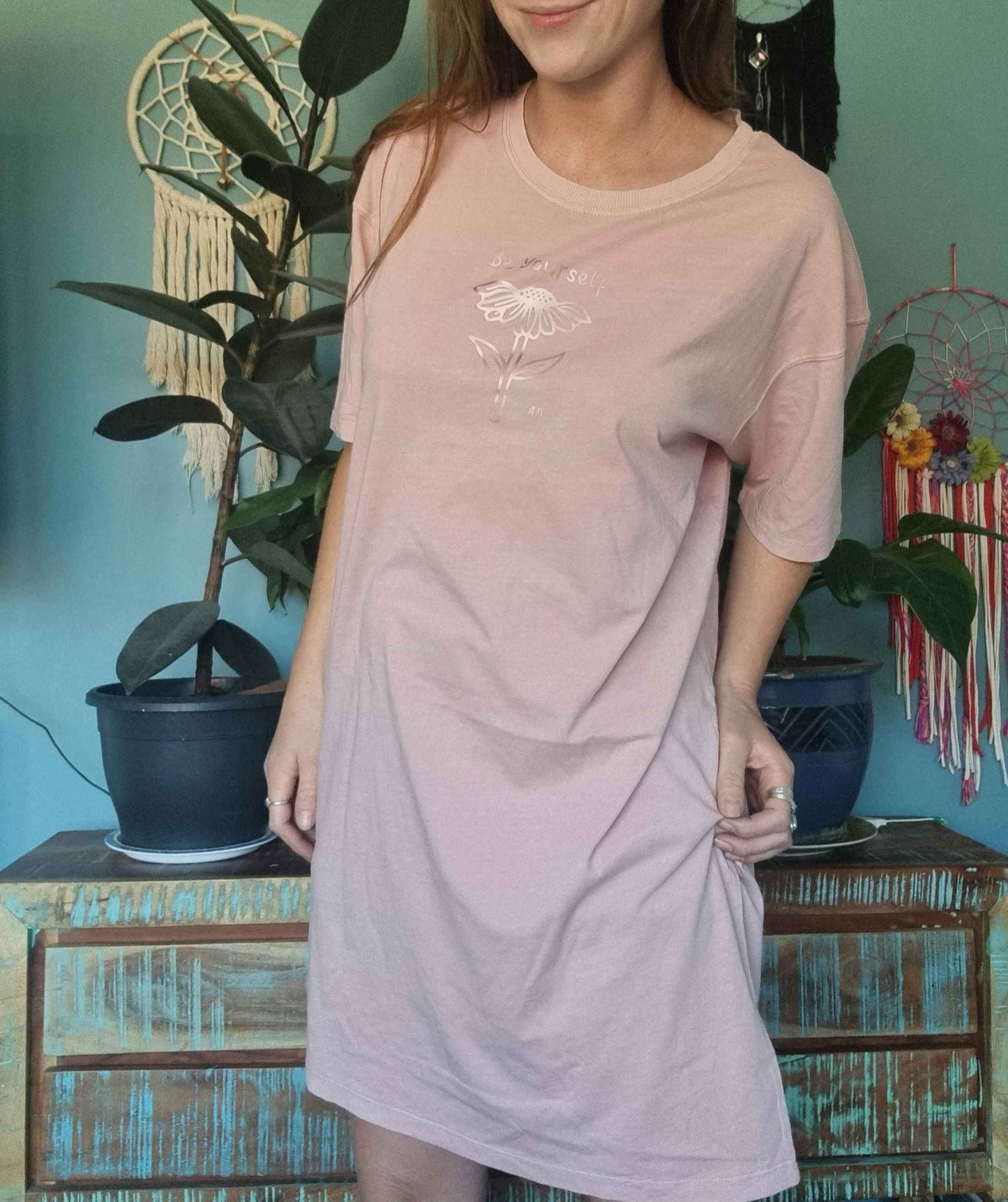 Washed Pink Be Yourself T-Shirt Dress