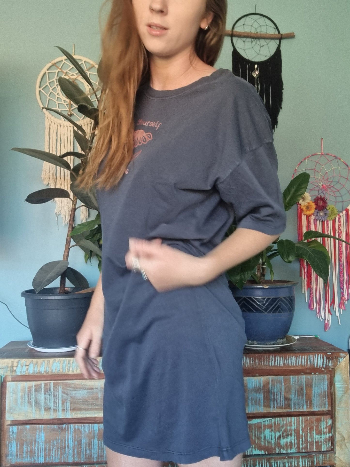Washed Navy Be Yourself T-Shirt Dress image 5