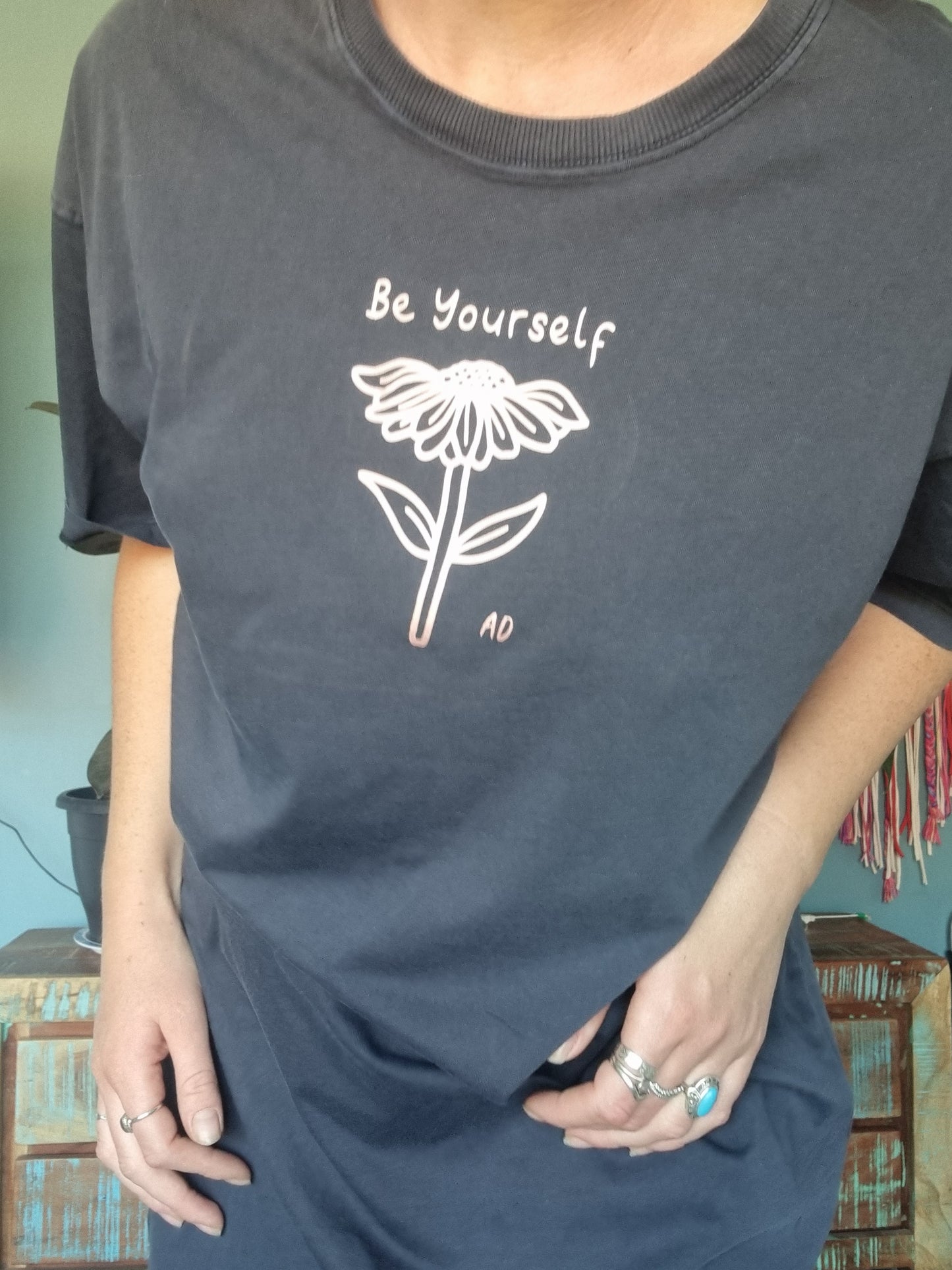 Washed Navy Be Yourself T-Shirt Dress image 2