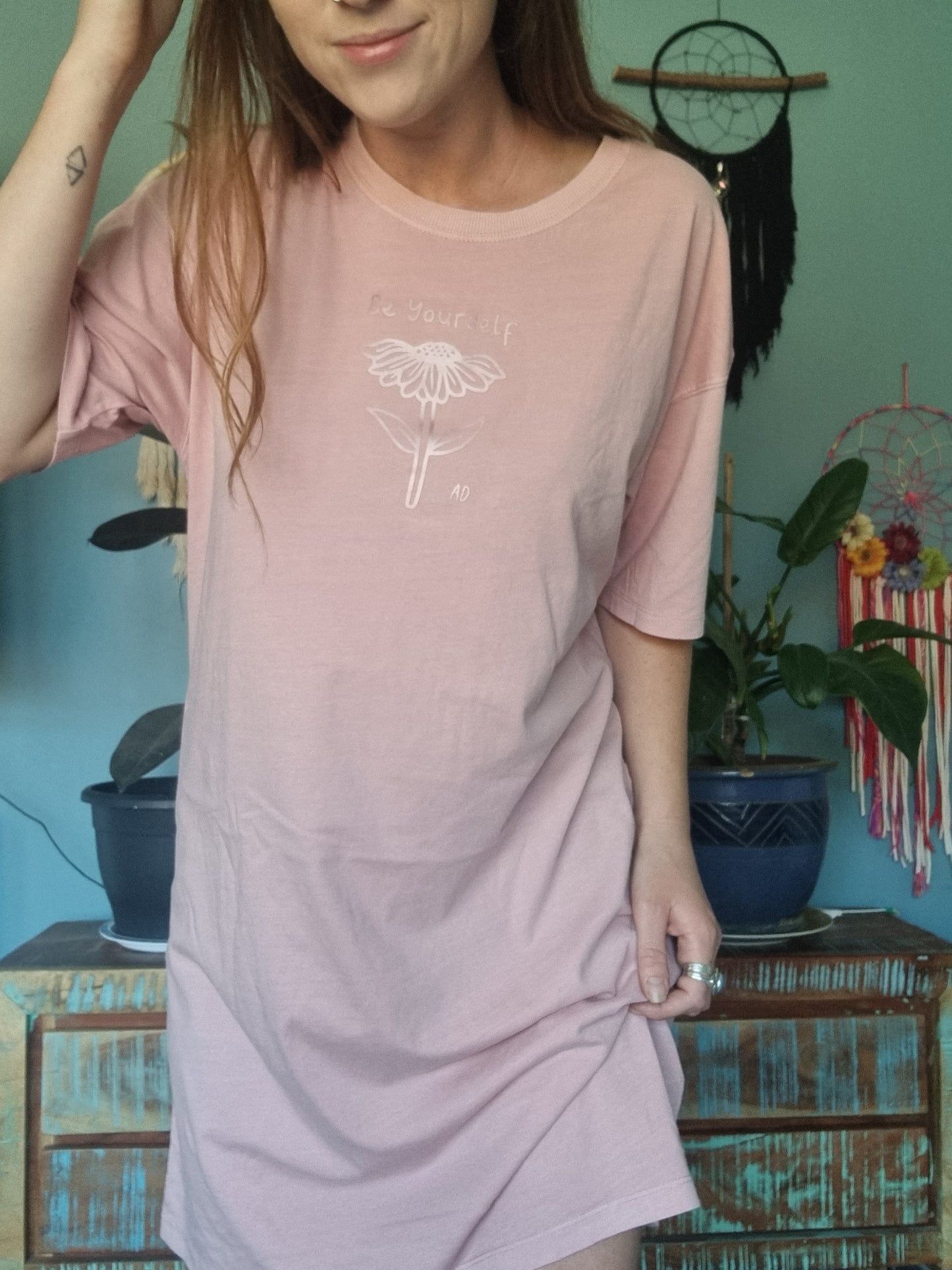 Washed Pink Be Yourself T-Shirt Dress image 3