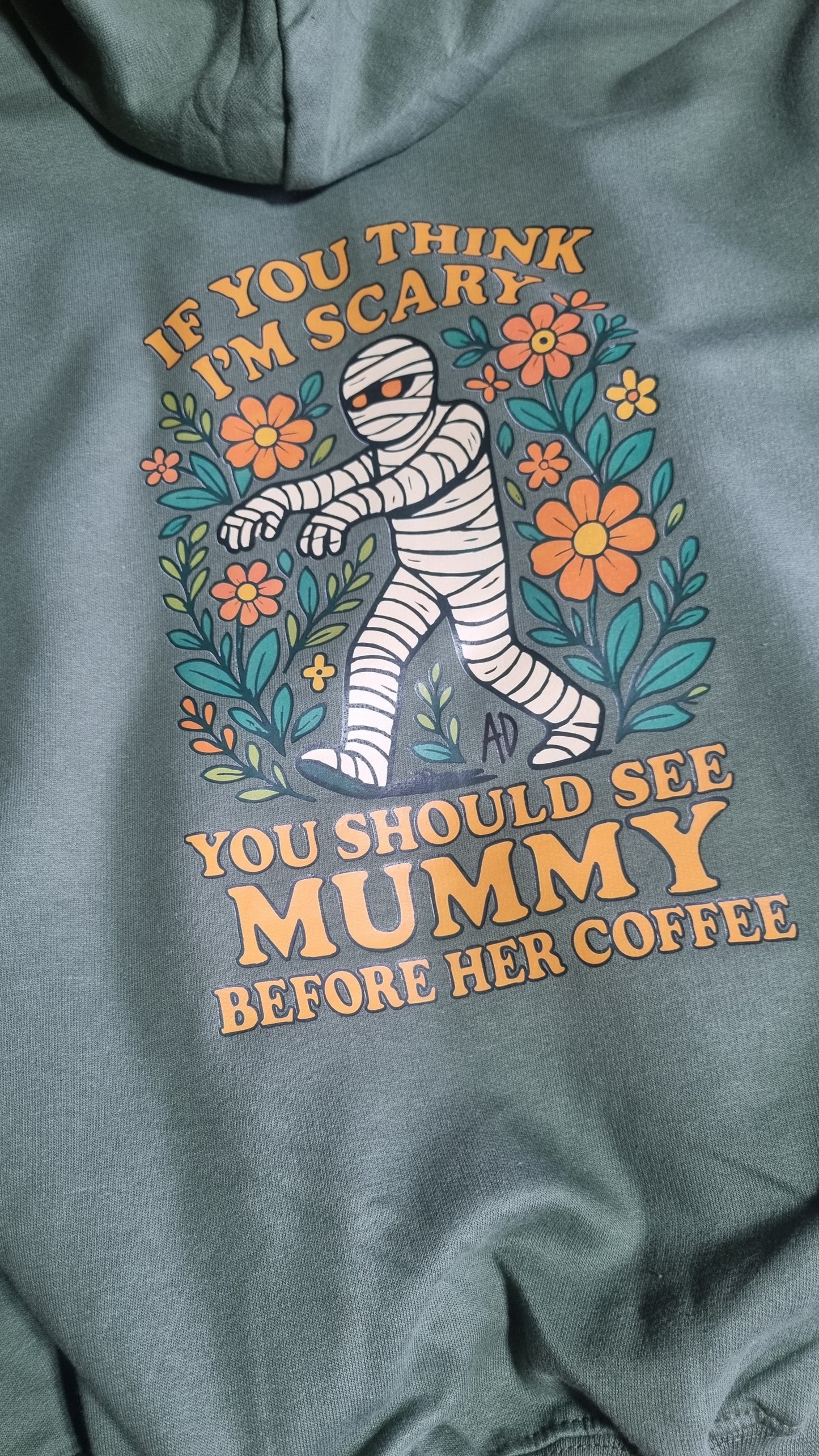 Kids Halloween Hoodie - If you think I'm scary, you should see my Mummy before her coffee.